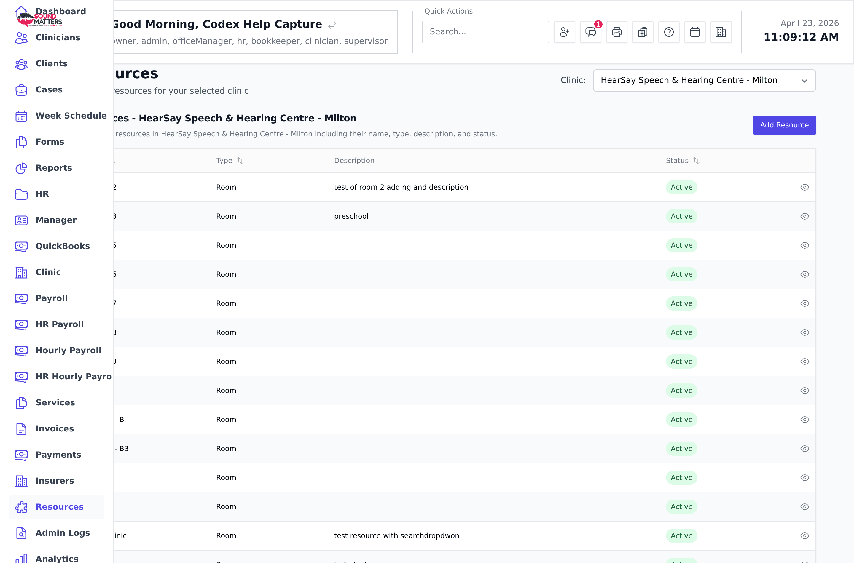 Screenshot for step 3: Open Resources to add rooms, equipment, or other bookable resources that should be checked during scheduling.