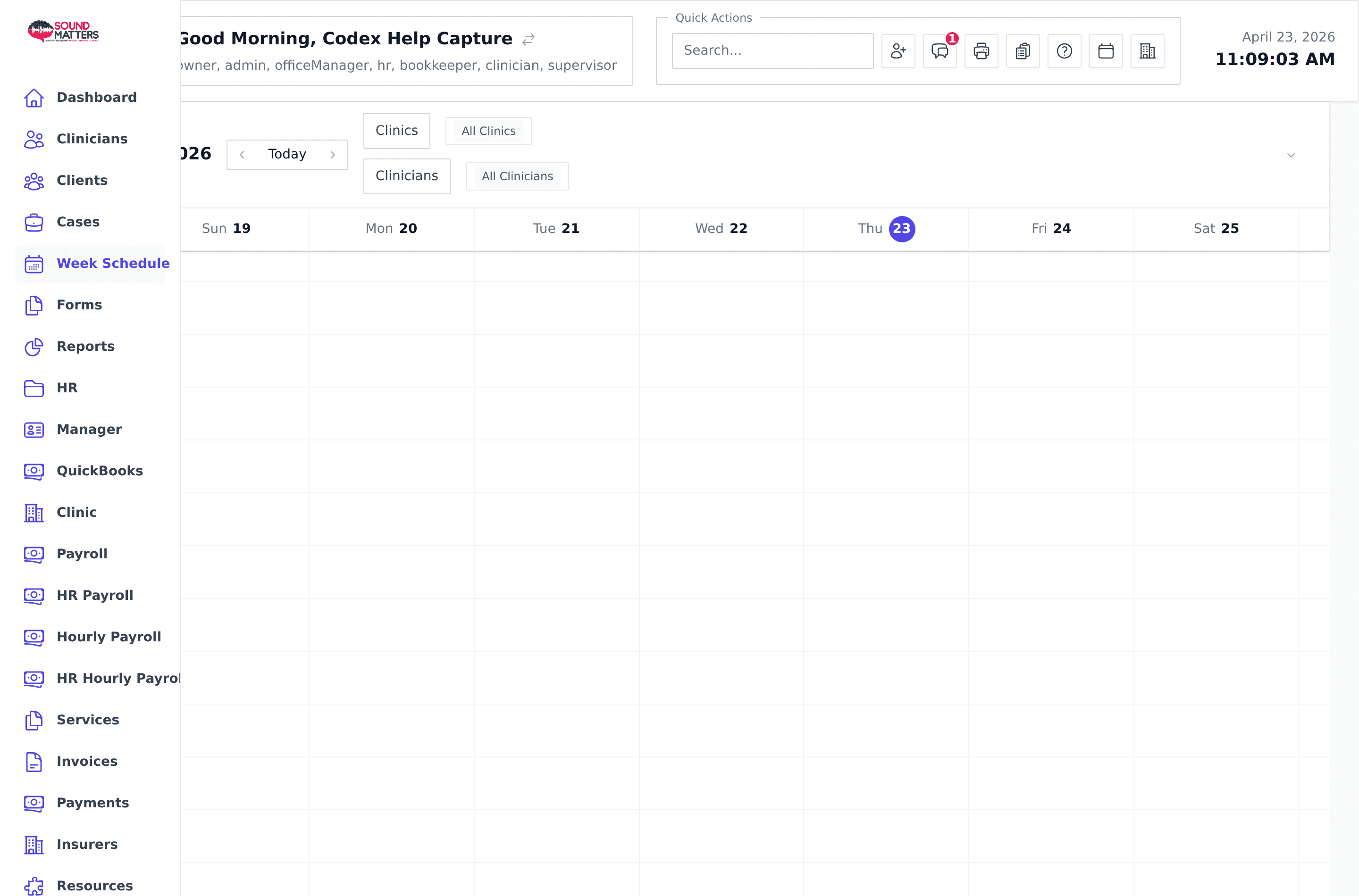 Screenshot for step 1: On the schedule view, click an empty slot, or click the ‘+ New’ button in the toolbar.