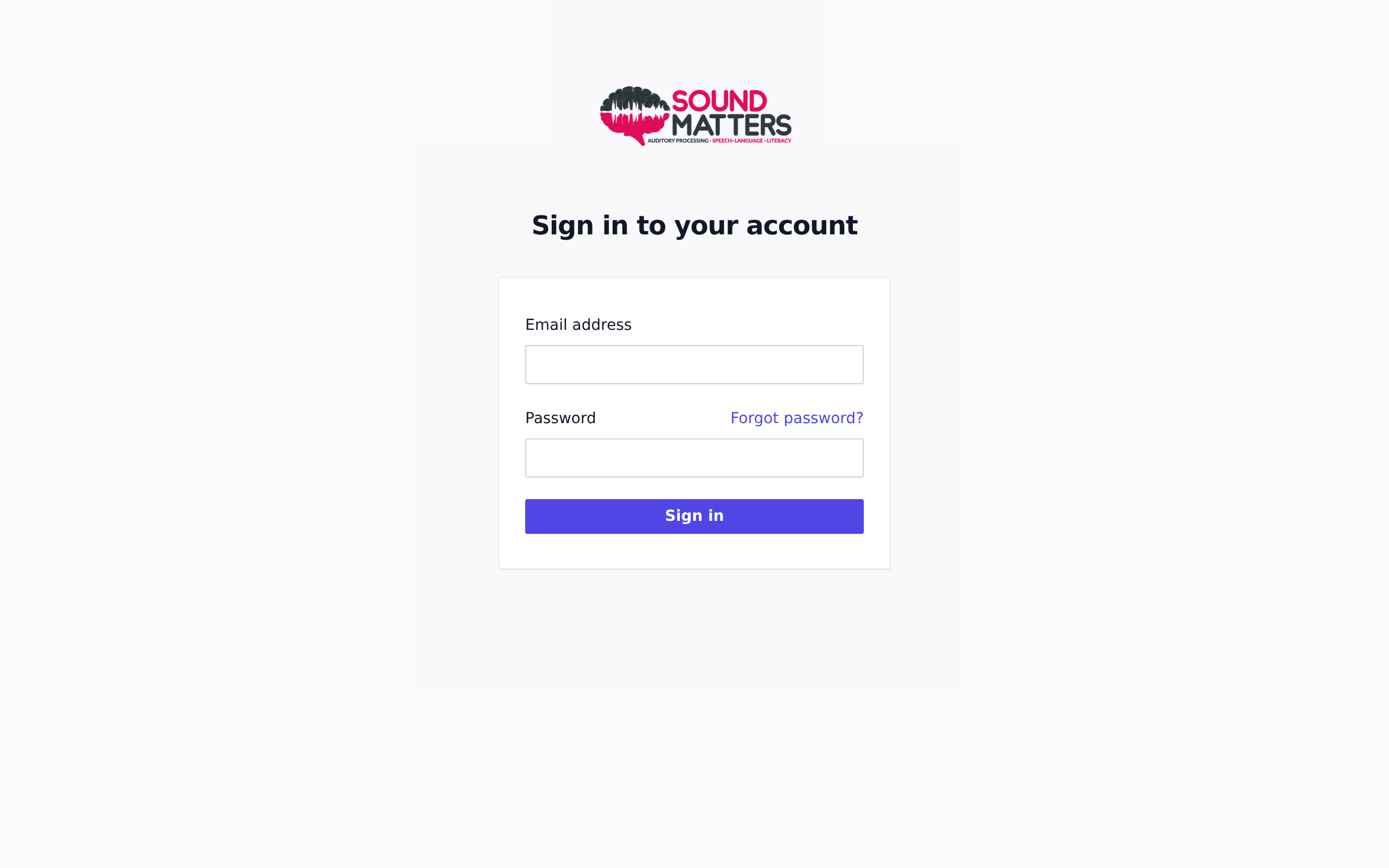 Screenshot for step 1: Open the sign-in page at your clinic’s Simone URL. You’ll see the Simone logo, a ‘Sign in to your account’ heading, and fields for your email and password.