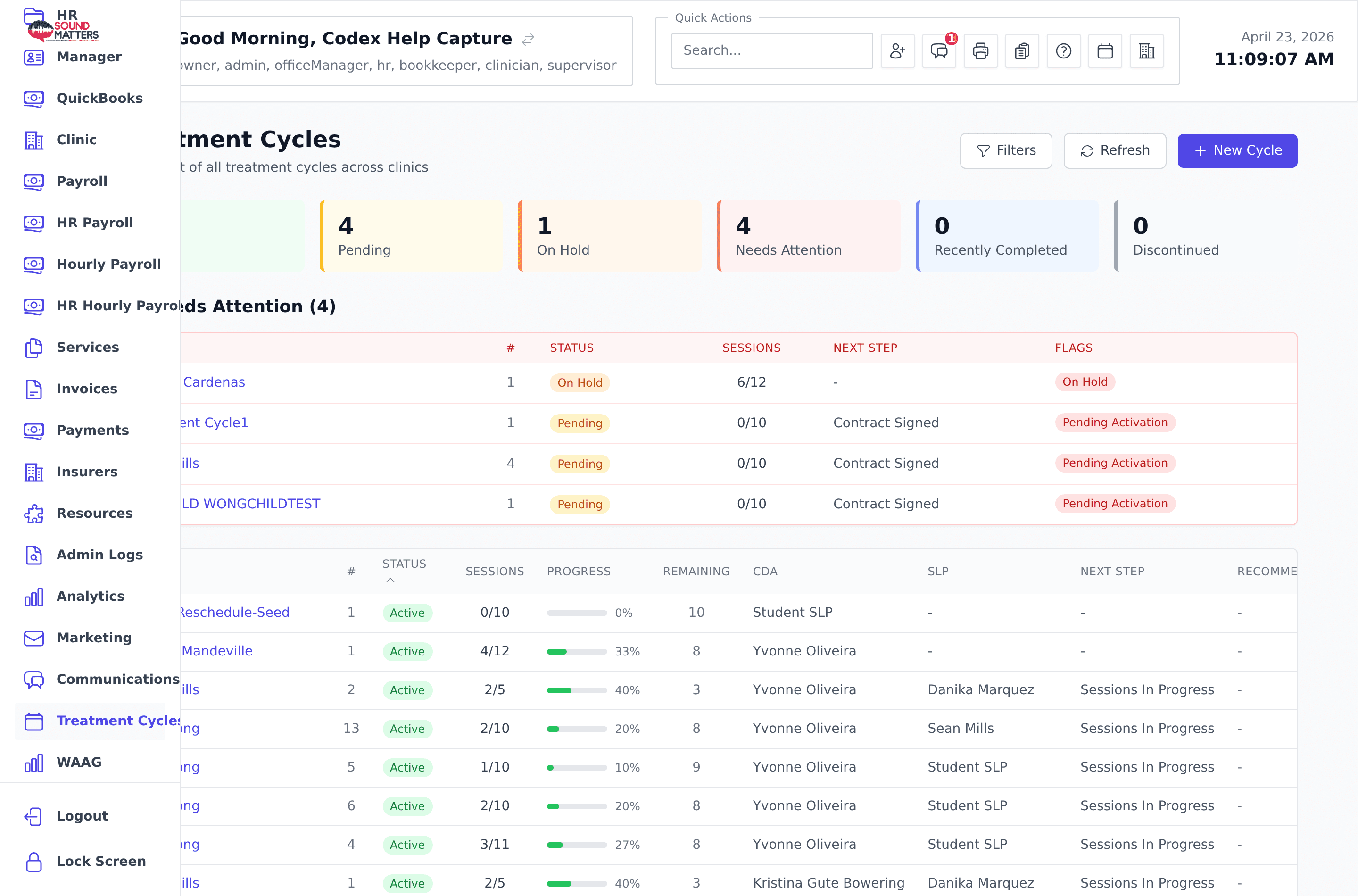 Screenshot for step 1: Open the client, case, or treatment cycle workspace and choose Progress Summary.