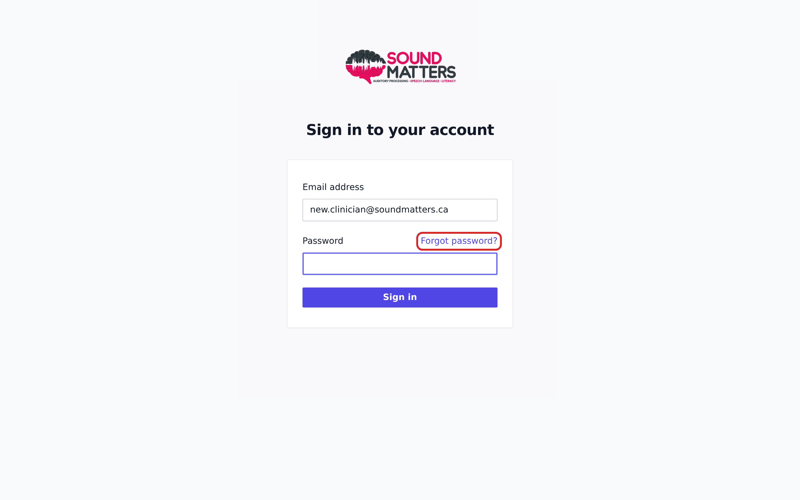 Screenshot for step 4: If you can’t remember your password, click ‘Forgot password?’ next to the Password label. Simone will email you a reset link at the address on file.