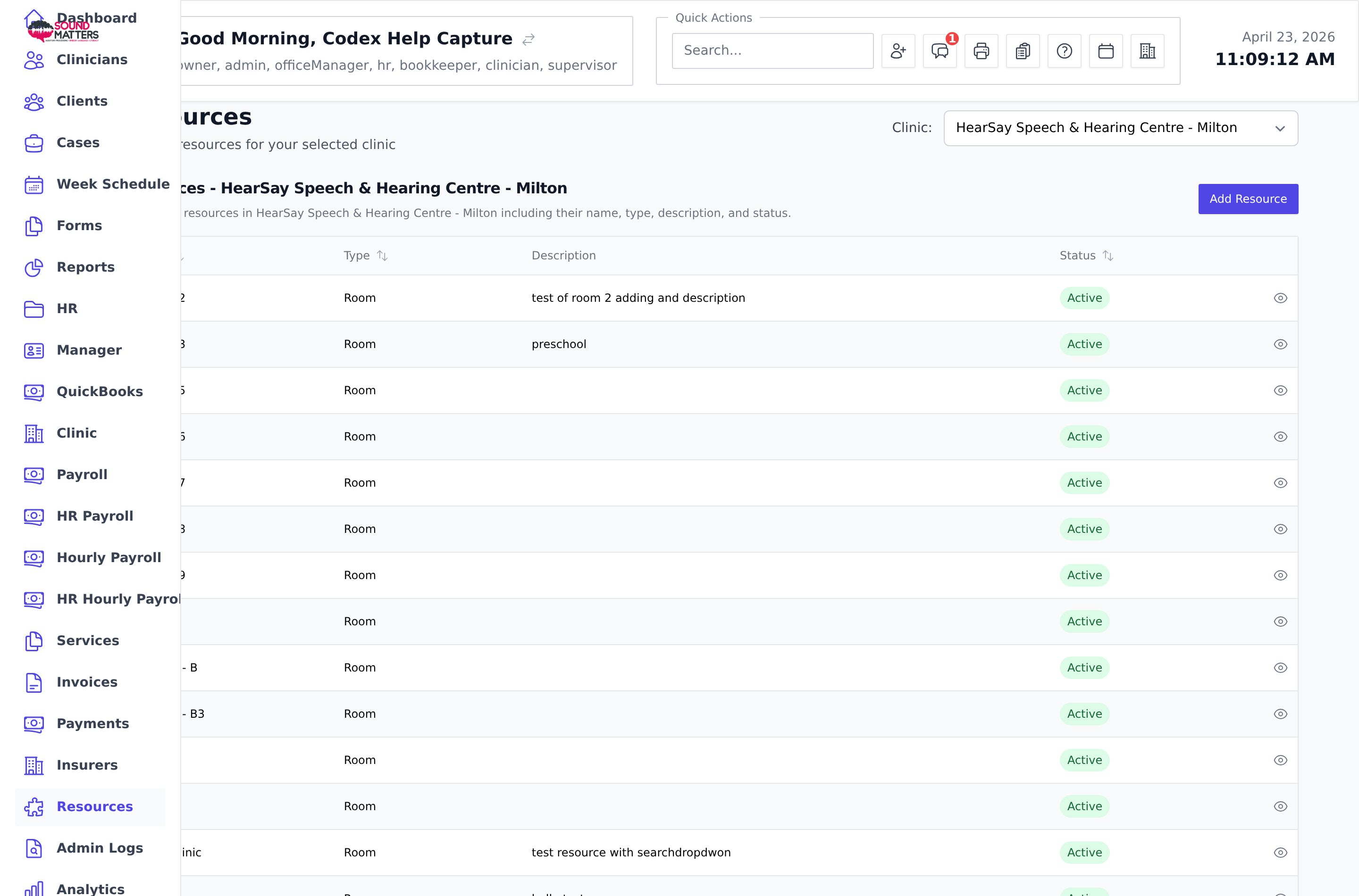 Screenshot for step 3: Open Resources to add rooms, equipment, or other bookable resources that should be checked during scheduling.