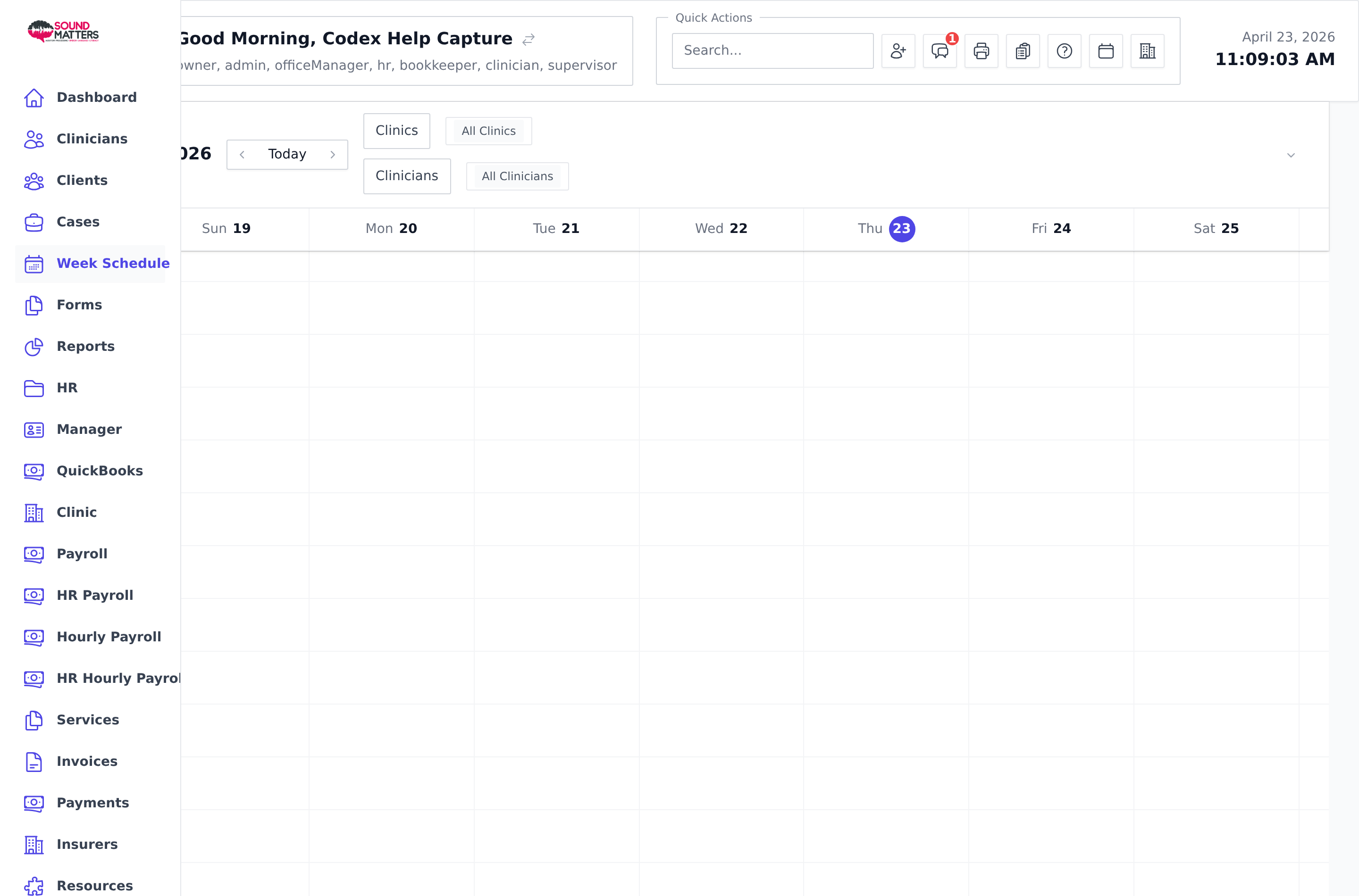 Screenshot for step 1: On the schedule view, click an empty slot, or click the ‘+ New’ button in the toolbar.