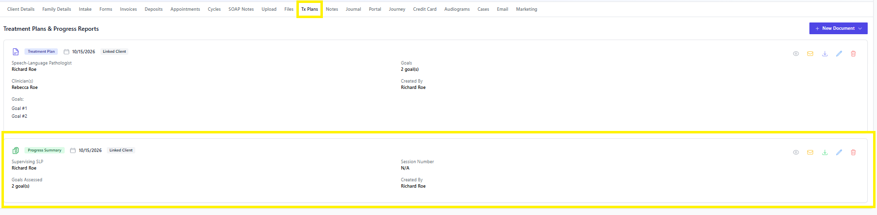 Screenshot for step 5: Save and generate the PDF if the summary needs to be shared with the family, school, insurer, or stored as a chart artifact.