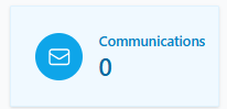 Screenshot for step 6: ‘Communications’ (sky) counts email threads routed to the front desk inbox plus anything delegated to you personally. Click to expand the mailbox view in place.
