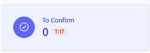 Screenshot for step 7: ‘To Confirm’ (indigo, bottom row) is upcoming appointments that still need client confirmation. Click to open the confirmations queue and send reminders by SMS or email.