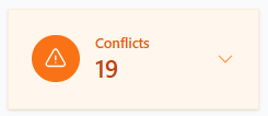 Screenshot for step 5: ‘Conflicts’ (orange) shows appointments with a scheduling clash — two clients booked at the same time, a clinician over-allocated, or a room double-booked. Click to expand the conflict list right on the dashboard.