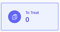 Screenshot for step 3: ‘To Treat’ (indigo) is clients booked for treatment today who still need a session started. The count drops as you mark appointments treated.