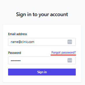 Screenshot for step 4: If you can’t remember your password, click ‘Forgot password?’ next to the Password label. Simone will email you a reset link at the address on file.
