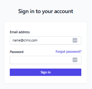Screenshot for step 2: Enter the email address your account was created under. Use the same address where you received the welcome email.