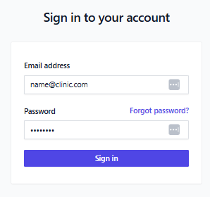 Screenshot for step 3: Enter your password, then click ‘Sign in’. If this is your first login, you’ll be asked to set a new password on the next screen.
